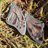 'Bejeweled Wings' Sterling Silver Handmade Resin Handpainted Butterfly Dangle Earrings