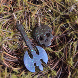 'Barbarian' Sterling Silver Handmade Resin Handpainted Mismatched Dangle Earrings