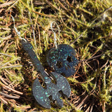 'Barbarian' Sterling Silver Handmade Resin Handpainted Mismatched Dangle Earrings