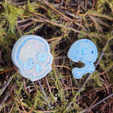 'All that Remains' Sterling Silver Handmade Glow in the Dark Resin Handpainted Mismatched Post Earrings