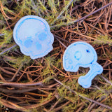 'All that Remains' Sterling Silver Handmade Glow in the Dark Resin Handpainted Mismatched Post Earrings