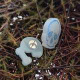 'All that Remains' Sterling Silver Handmade Glow in the Dark Resin Handpainted Mismatched Post Earrings