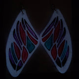 'Bejeweled Wings' Glow in the Dark Sterling Silver Handmade Resin Handpainted Dangle Earrings