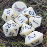 'Momento Mori' Faux Bone Tone Textured Handmade Resin Dice Set