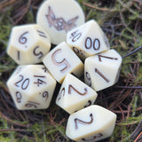 'Momento Mori' Faux Bone Tone Textured Handmade Resin Dice Set