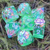 'Green with Envy' Toxic Spring Handmade Resin Alternative Dice Shapes Polyhedral Gaming Dice Set