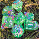 'Green with Envy' Toxic Spring Handmade Resin Alternative Dice Shapes Polyhedral Gaming Dice Set