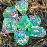 'Green with Envy' Toxic Spring Handmade Resin Alternative Dice Shapes Polyhedral Gaming Dice Set