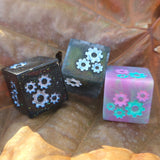 'Grinding Gears' Individual Oversized Handmade Resin Steampunk Gears TTRPG Polyhedral 20mm Gaming Dice