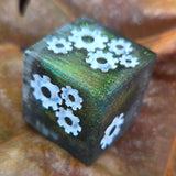'Grinding Gears' Individual Oversized Handmade Resin Steampunk Gears TTRPG Polyhedral 20mm Gaming Dice