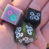 'Grinding Gears' Individual Oversized Handmade Resin Steampunk Gears TTRPG Polyhedral 20mm Gaming Dice