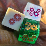 'Grinding Gears' Individual Oversized Handmade Resin Steampunk Gears TTRPG Polyhedral 20mm Gaming Dice