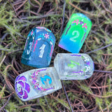 'Beyond the Grave' Handmade Resin OOAK Individual Alternative Grave Floral Skull Shaped Style D4 TTRPG Gaming Dice