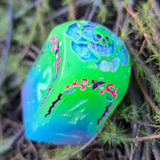 'Beyond the Grave' Handmade Resin OOAK Individual Alternative Grave Floral Skull Shaped Style D4 TTRPG Gaming Dice