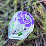 'Beyond the Grave' Handmade Resin OOAK Individual Alternative Grave Floral Skull Shaped Style D4 TTRPG Gaming Dice
