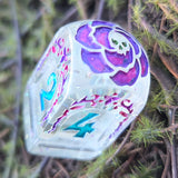 'Beyond the Grave' Handmade Resin OOAK Individual Alternative Grave Floral Skull Shaped Style D4 TTRPG Gaming Dice