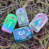 'Beyond the Grave' Handmade Resin OOAK Individual Alternative Grave Floral Skull Shaped Style D4 TTRPG Gaming Dice