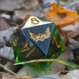 'Obscurus' Handmade Resin Green Inky Black Colorshifting 30mm Chonky Boi D20 TTRPG Gaming Dice
