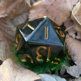 'Obscurus' Handmade Resin Green Inky Black Colorshifting 30mm Chonky Boi D20 TTRPG Gaming Dice