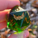 'Obscurus' Handmade Resin Green Inky Black Colorshifting 30mm Chonky Boi D20 TTRPG Gaming Dice