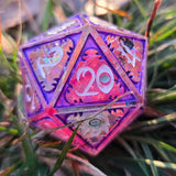 'Pink Witch' Glow in the Dark Mimic Themed Handmade Resin 30mm Polyhedral Gaming Dice Chonk
