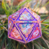 'Pink Witch' Glow in the Dark Mimic Themed Handmade Resin 30mm Polyhedral Gaming Dice Chonk