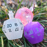 Individual Potion Bottle Alternative Shaped Functional TTRPG Handmade Resin D20 Gaming Dice