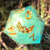'Fjord' Critical Role Themed Handmade Resin Green Inky Black Colorshifting 30mm Chonky Boi D20 TTRPG Gaming Dice