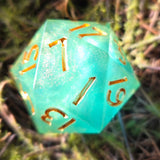 'Fjord' Critical Role Themed Handmade Resin Green Inky Black Colorshifting 30mm Chonky Boi D20 TTRPG Gaming Dice