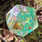 'Seasonal Shift' Handpainted Rainbow Mylar Handmade Resin TTRPG 30mm Polyhedral Gaming Dice D20 Chonk OOAK
