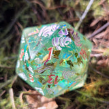 'Seasonal Shift' Handpainted Rainbow Mylar Handmade Resin TTRPG 30mm Polyhedral Gaming Dice D20 Chonk OOAK