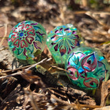 'Ready for Spring' Toxic Spring Handmade Resin Dried Flowers Glow in the Dark Alternative Dice Shapes Polyhedral Gaming Dice Set