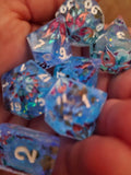 'Ready for Spring' Toxic Spring Handmade Resin Dried Flowers Glow in the Dark Alternative Dice Shapes Polyhedral Gaming Dice Set