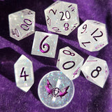 'Glowing Gems' Glow in the Dark Colorshifting Flakes Handmade Resin Dice Set