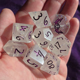 'Glowing Gems' Glow in the Dark Colorshifting Flakes Handmade Resin Dice Set