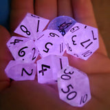 'Glowing Gems' Glow in the Dark Colorshifting Flakes Handmade Resin Dice Set