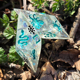 Dungeon Master Handmade Resin Glow in the Dark Random Chimera Creator D8 D10 Pair Gaming TTRPG Story Dice