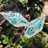 Dungeon Master Handmade Resin Glow in the Dark Random Chimera Creator D8 D10 Pair Gaming TTRPG Story Dice