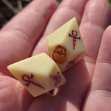 'Momento Mori' Handmade Resin Faux Bone Tone Vampyr TTRPG D10 Pair Gaming Dice