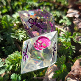 'Rainbow Prisms' Handmade Resin Colorshifting Flakes Vampyr TTRPG D10 Pair Gaming Dice