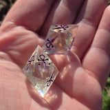 'Rainbow Prisms' Handmade Resin Colorshifting Flakes Vampyr TTRPG D10 Pair Gaming Dice