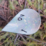 'Wibble Wobble Oloid' Glow in the Dark Shimmery Rainbow Handmade Resin Alternative Shape D4 TTRPG Gaming Dice