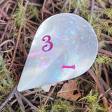 'Wibble Wobble Oloid' Glow in the Dark Shimmery Rainbow Handmade Resin Alternative Shape D4 TTRPG Gaming Dice