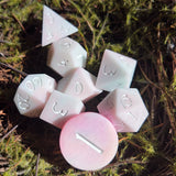 'Frosted Pastels' Rainbow Pastel Glow in the Dark Handmade Resin TTRPG Gaming Dice Set