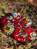 'Strawberry Patch' Toxic Spring Handmade Resin Shimmery Translucent Red Alternative Dice Shapes Polyhedral Gaming Dice Set