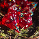 'Strawberry Patch' Toxic Spring Handmade Resin Shimmery Translucent Red Alternative Dice Shapes Polyhedral Gaming Dice Set