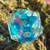 'The Guardian' Glow in the Dark Handpainted Tentacle Handmade Resin TTRPG 30mm Polyhedral Gaming Dice D20 Chonk OOAK