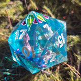 'The Guardian' Glow in the Dark Handpainted Tentacle Handmade Resin TTRPG 30mm Polyhedral Gaming Dice D20 Chonk OOAK