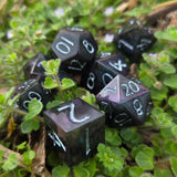 'Raven Wings' Purple/Green/Orange Colorshifting Numbers Handmade Resin TTRPG Gaming Dice Set
