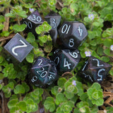 'Raven Wings' Purple/Green/Orange Colorshifting Numbers Handmade Resin TTRPG Gaming Dice Set